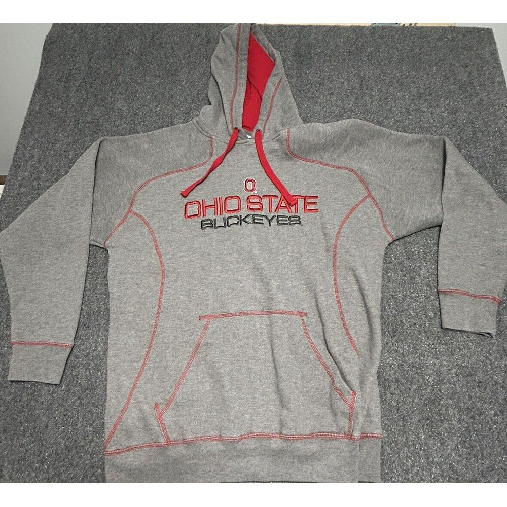 Ohio State‎ Buckeyes Hoodie Mens XL Grey Embroidered Sweatshirt J. America